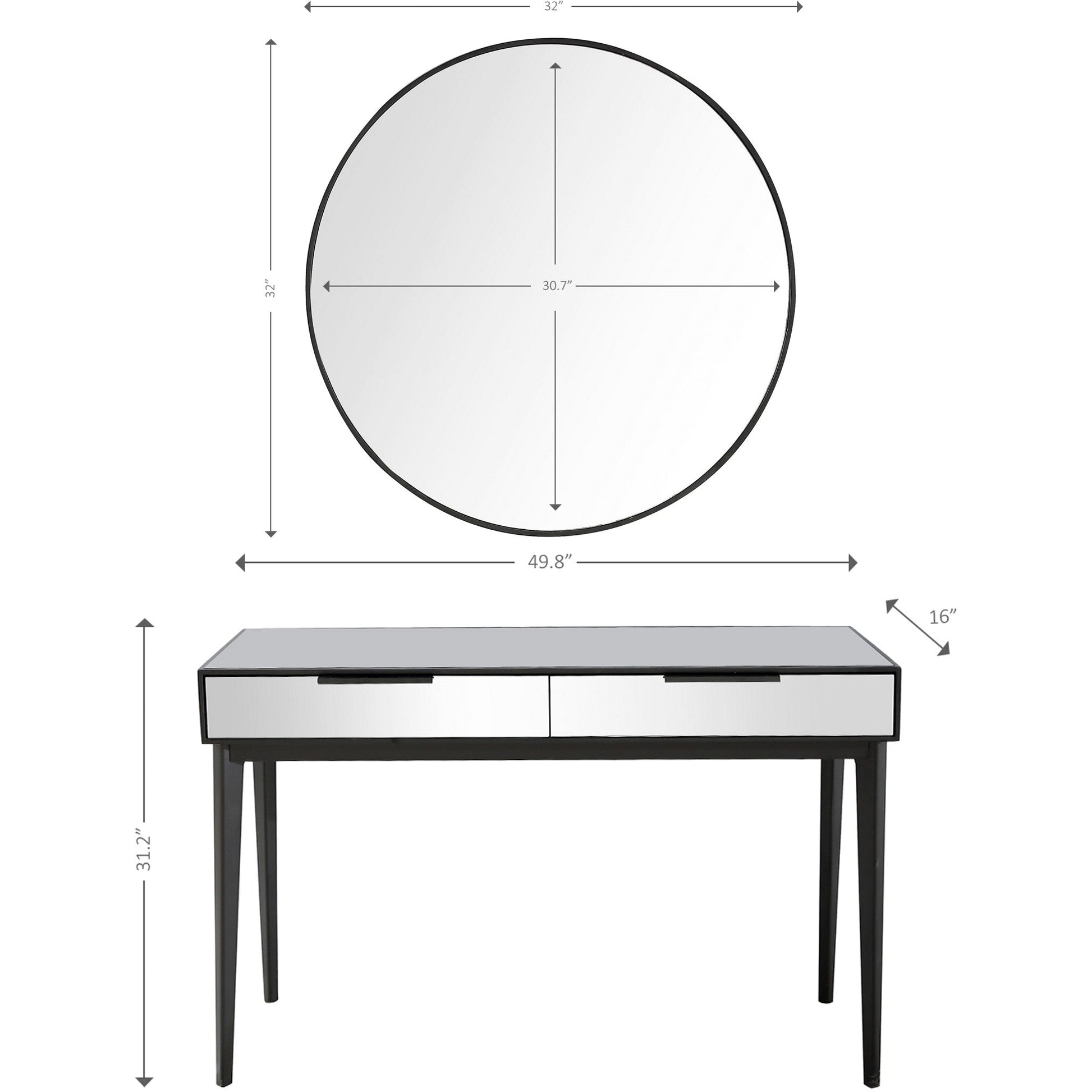 HomeRoots Console Table With Smokey Grey Mirror Finish