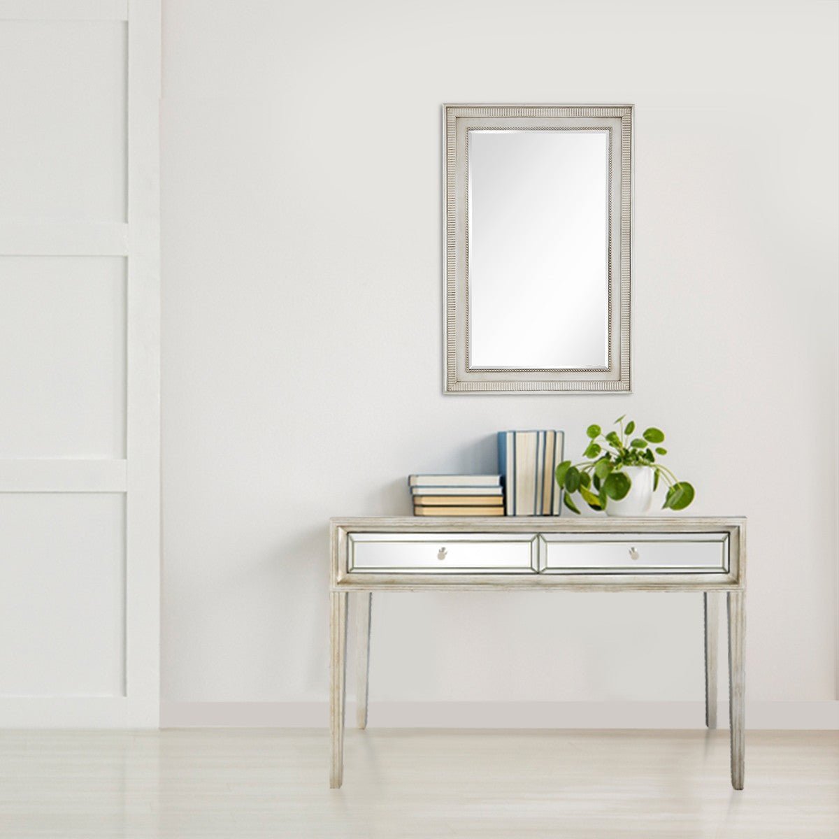 HomeRoots Console Table in Antiqued Silver Finish