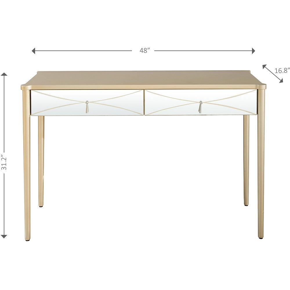 HomeRoots Console Table in Champagne Finish