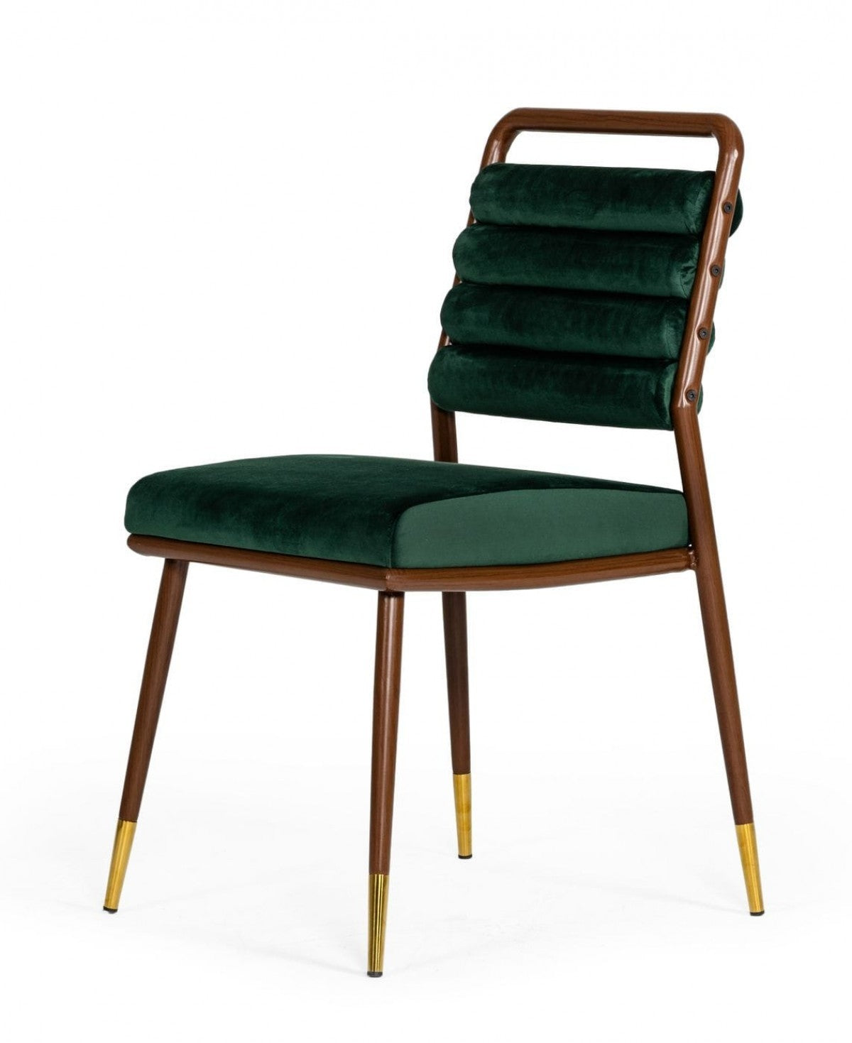 HomeRoots Contempo Dark Green and Walnut Velvet Dining Chair