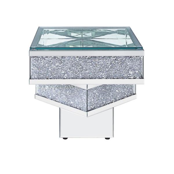 HomeRoots Contempo Glass And Bling End Table in Gray Finish
