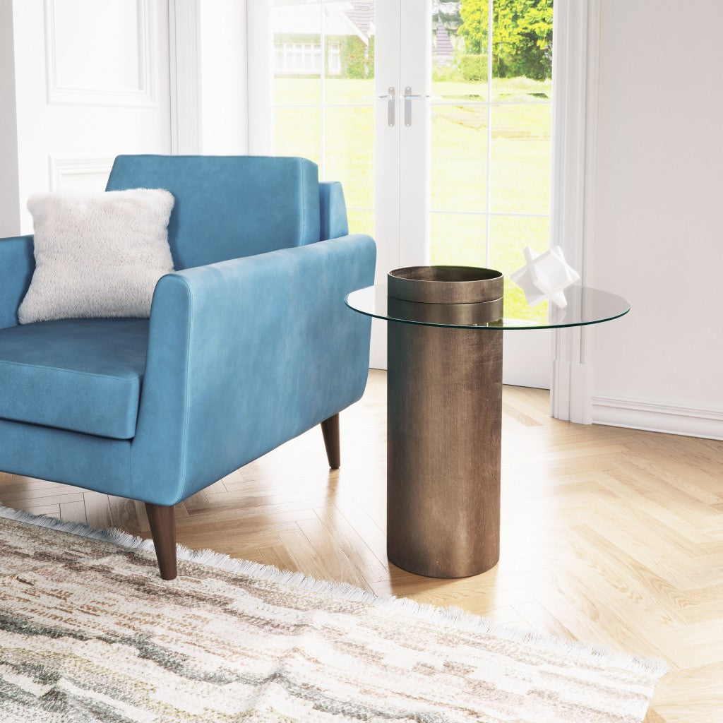 HomeRoots Contemporary Antique Gold End Table