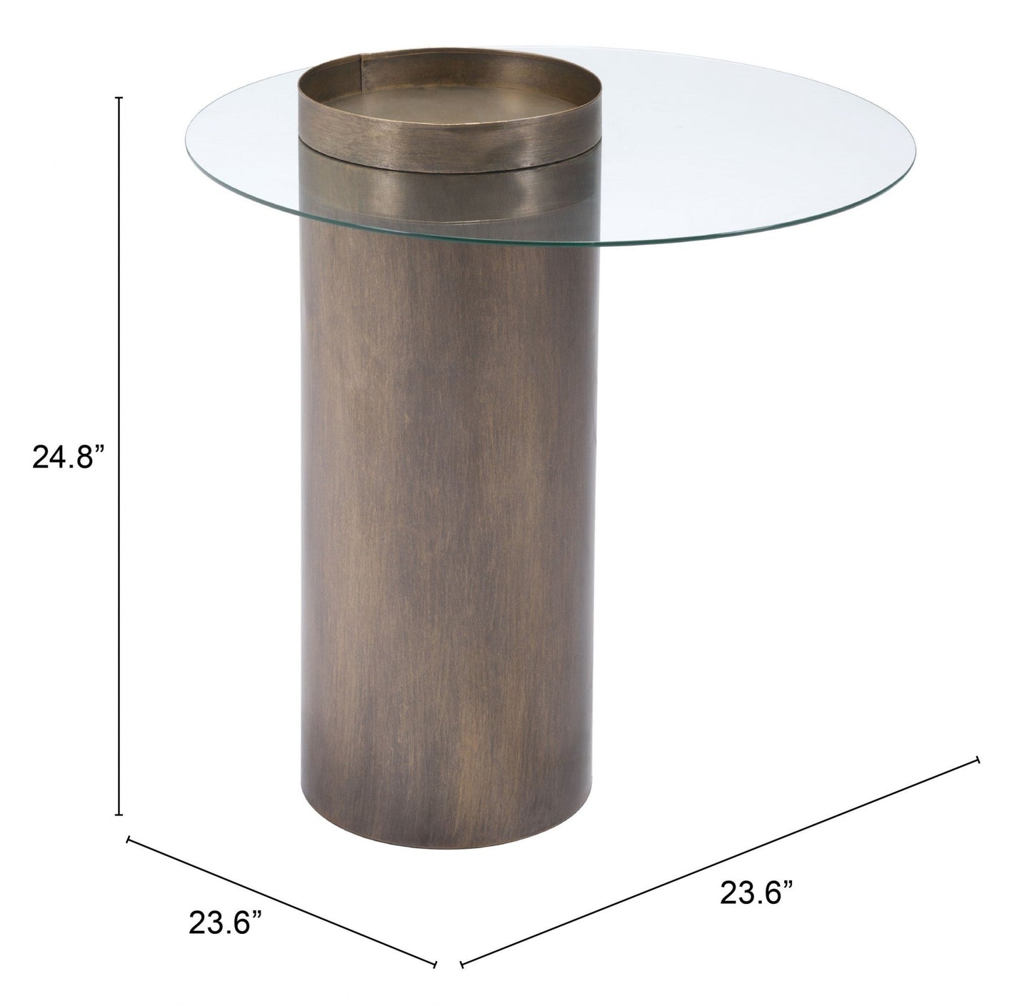 HomeRoots Contemporary Antique Gold End Table