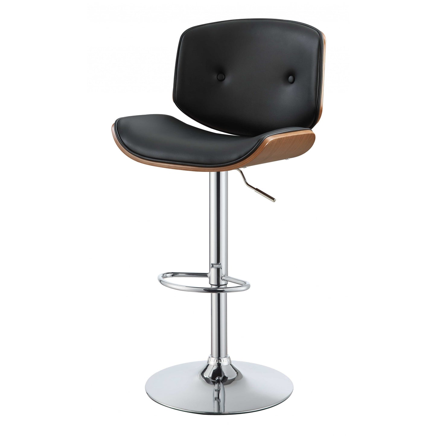 HomeRoots Contemporary Black And Walnut Adjustable Stool