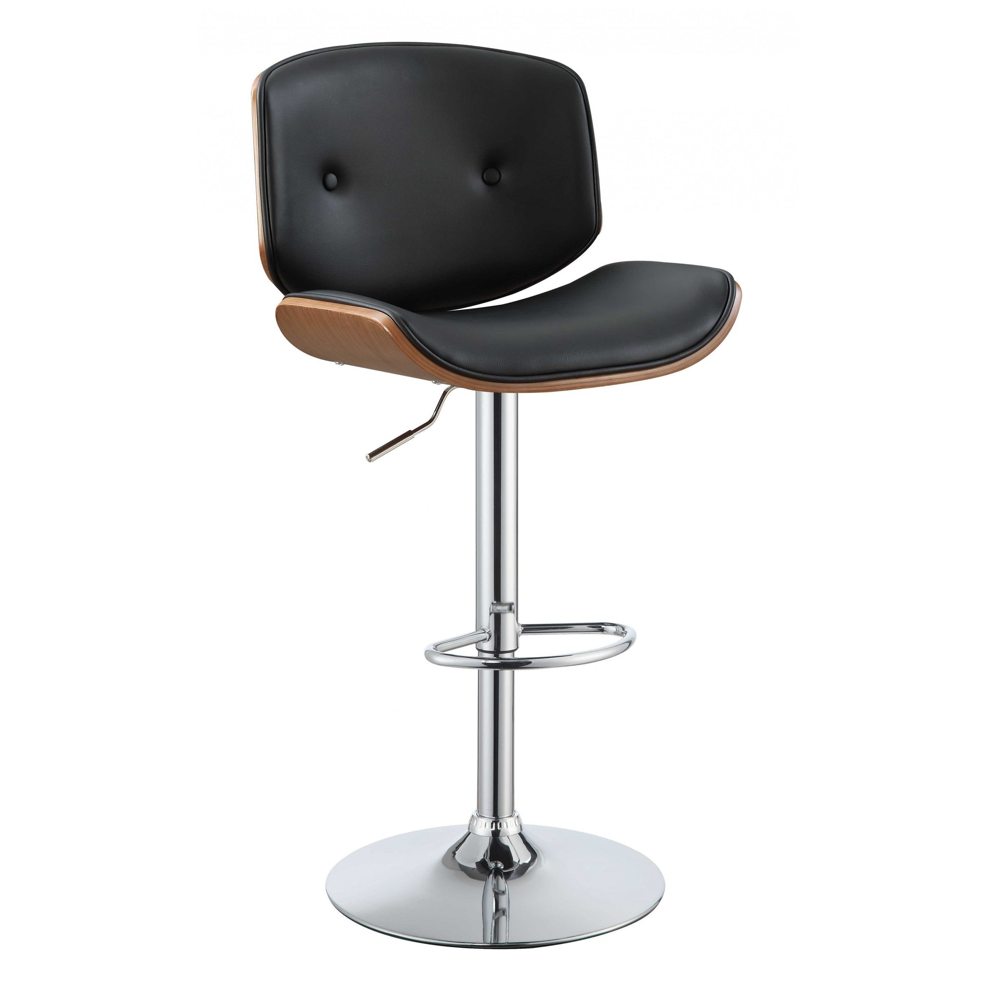 HomeRoots Contemporary Black And Walnut Adjustable Stool