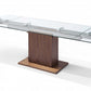 HomeRoots Contemporary Glass Extendable Pedestal Dining Table