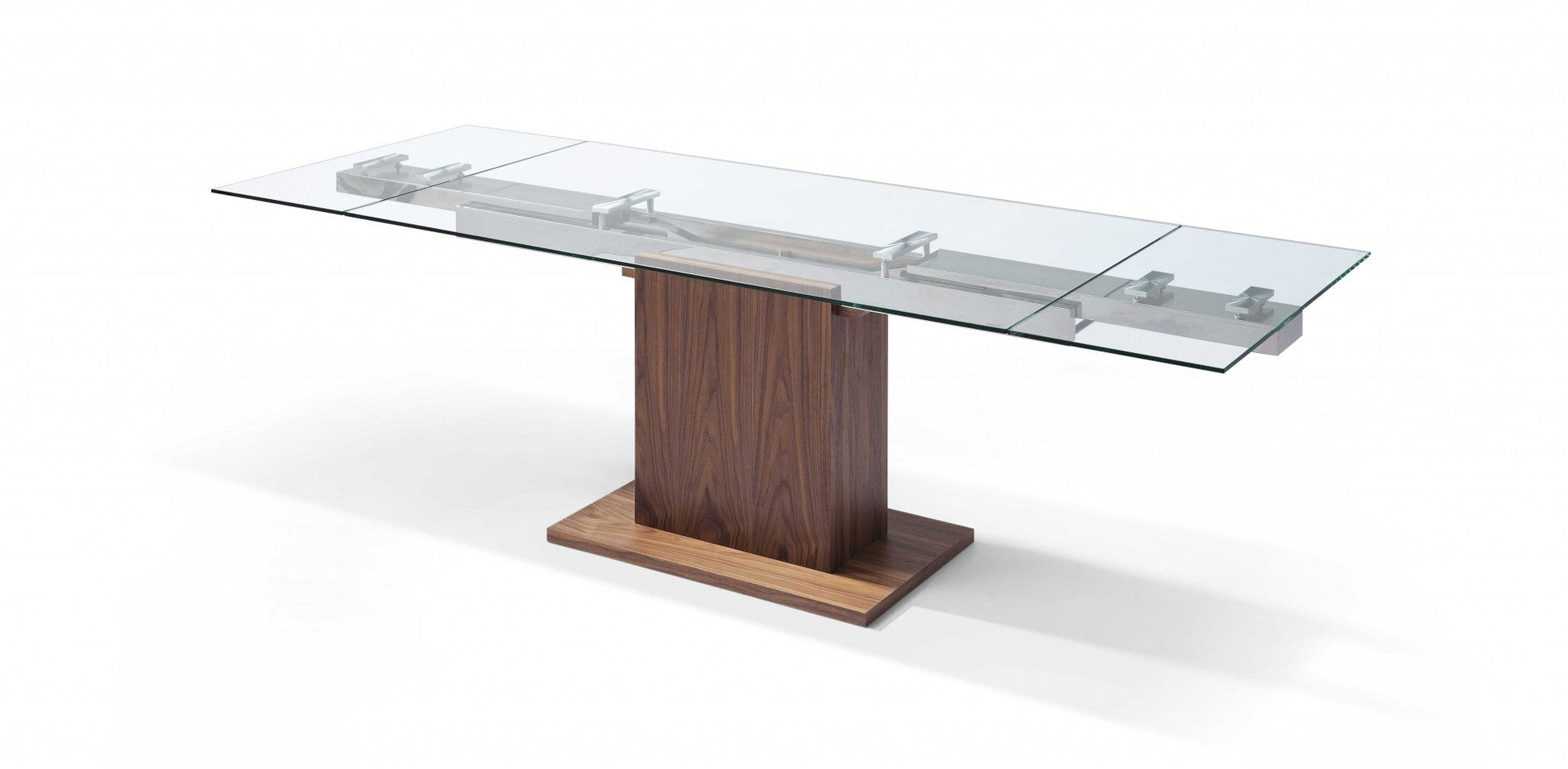 HomeRoots Contemporary Glass Extendable Pedestal Dining Table