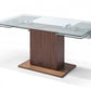 HomeRoots Contemporary Glass Extendable Pedestal Dining Table