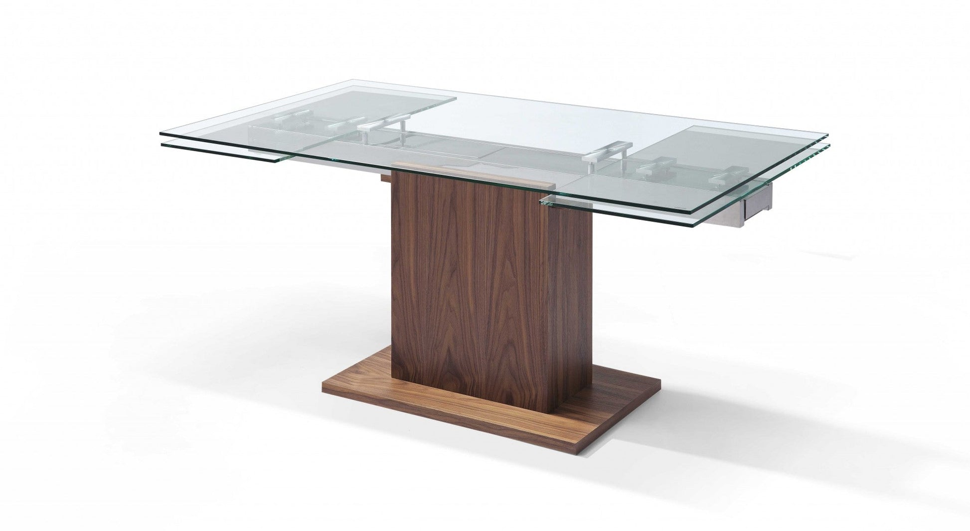 HomeRoots Contemporary Glass Extendable Pedestal Dining Table