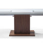 HomeRoots Contemporary Glass Extendable Pedestal Dining Table