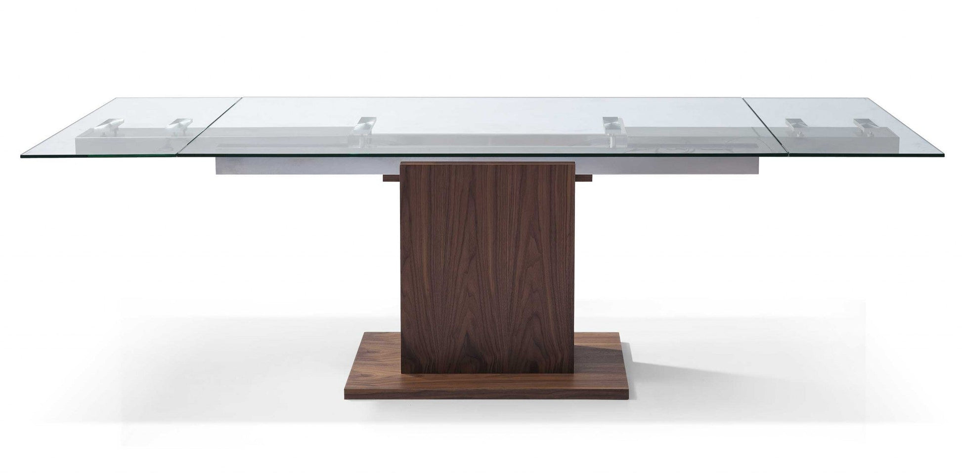 HomeRoots Contemporary Glass Extendable Pedestal Dining Table