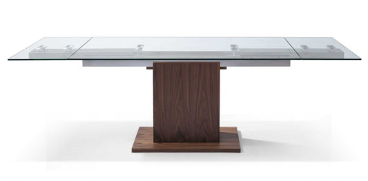 HomeRoots Contemporary Glass Extendable Pedestal Dining Table