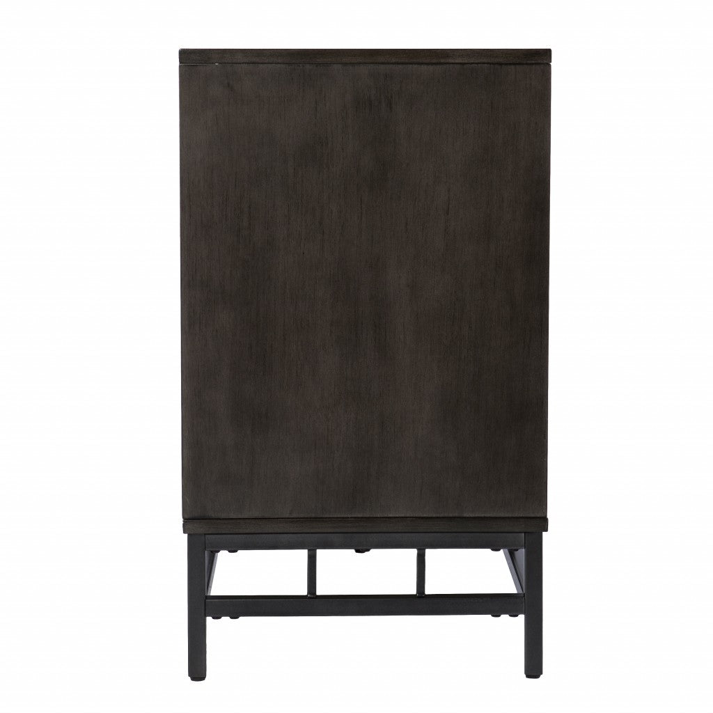 HomeRoots Contemporary Grid Lines Three Door Accent Cabinet