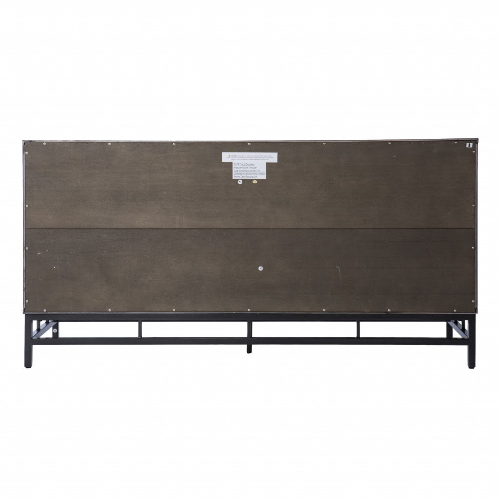 HomeRoots Contemporary Grid Lines Three Door Accent Cabinet