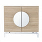 HomeRoots Contemporary Mirrored Circle Double Door Bar Cabinet