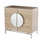 HomeRoots Contemporary Mirrored Circle Double Door Bar Cabinet