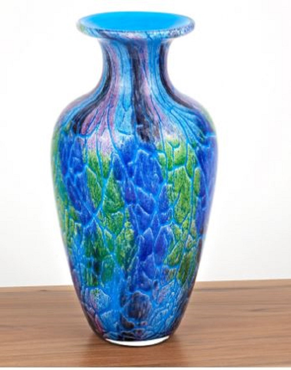 HomeRoots Contemporary Multi Color Mouth Blown Art Glass Vase