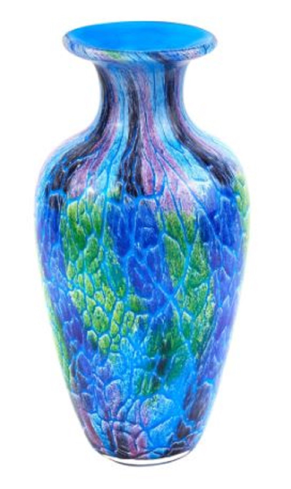HomeRoots Contemporary Multi Color Mouth Blown Art Glass Vase