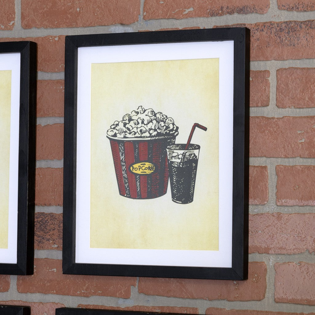 HomeRoots Contemporary Popcorn and Drink Framed Wall Art