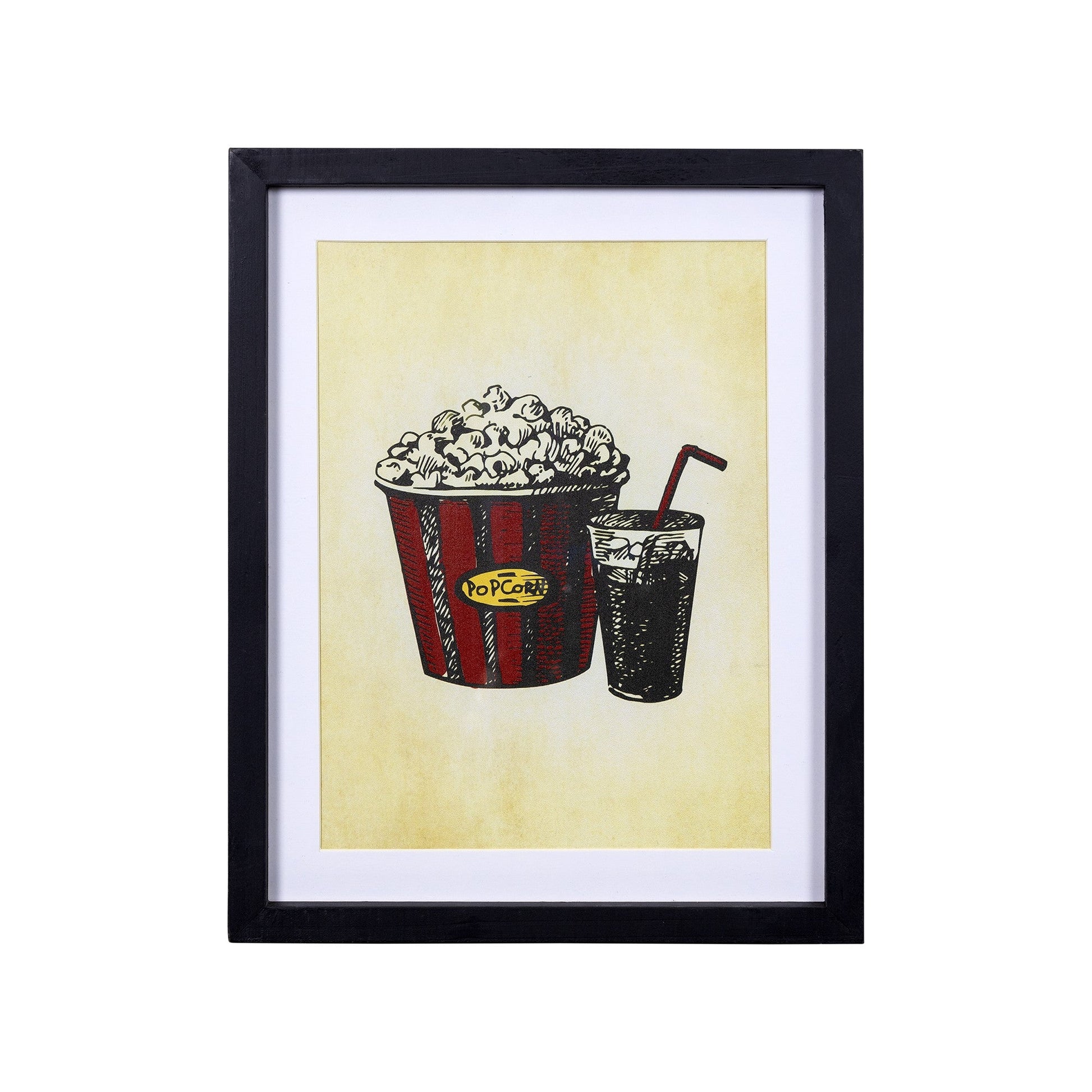 HomeRoots Contemporary Popcorn and Drink Framed Wall Art