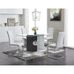 HomeRoots Contemporary Puzzle Gray And White Double Base Glass Dining Table