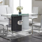 HomeRoots Contemporary Puzzle Gray And White Double Base Glass Dining Table