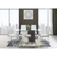 HomeRoots Contemporary Puzzle Gray And White Double Base Glass Dining Table