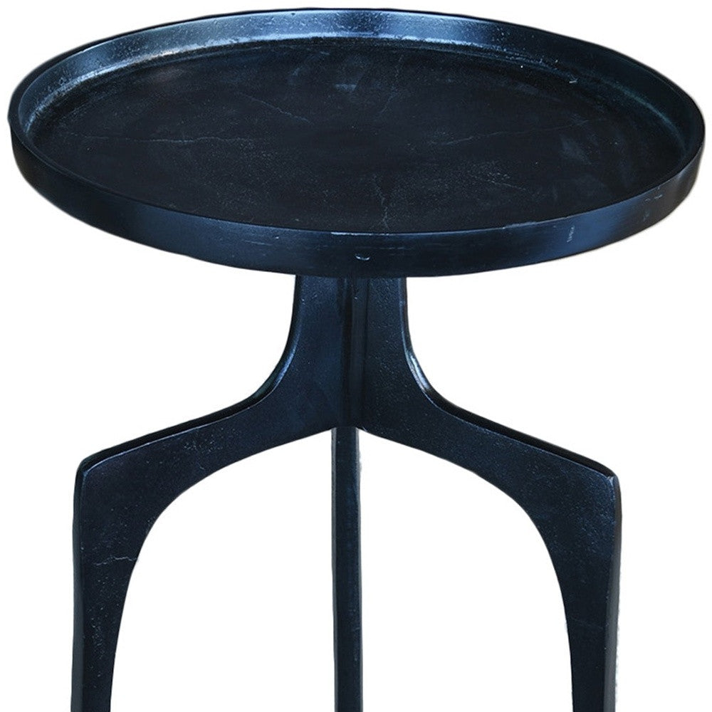 HomeRoots Contemporary Side Table in Bluish Black Finish