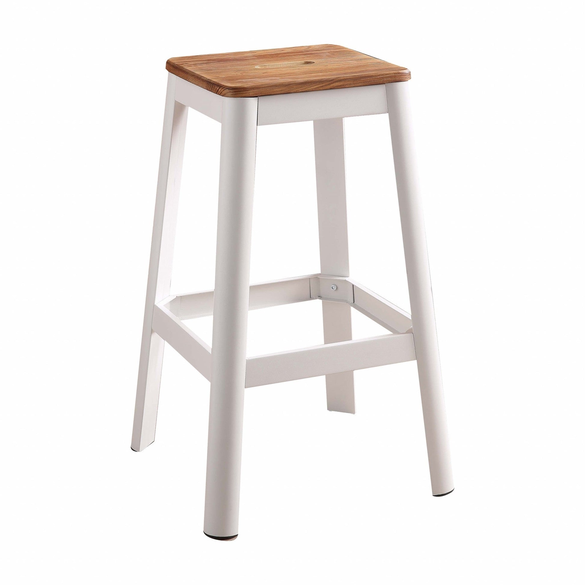 HomeRoots Contrast White And Natural Wood Bar Stool