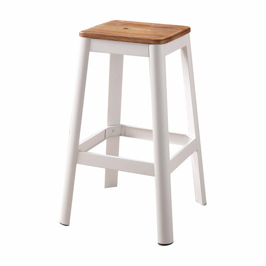 HomeRoots Contrast White And Natural Wood Bar Stool