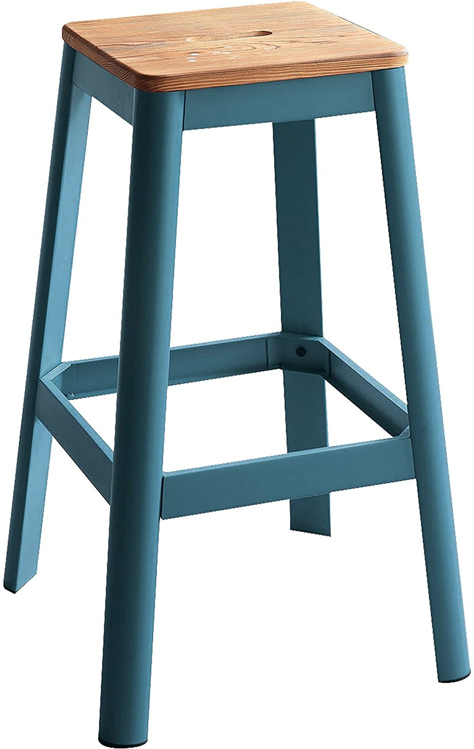 HomeRoots Contrast Wood Bar Stool in Teal and Natural Finish