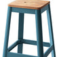 HomeRoots Contrast Wood Bar Stool in Teal and Natural Finish