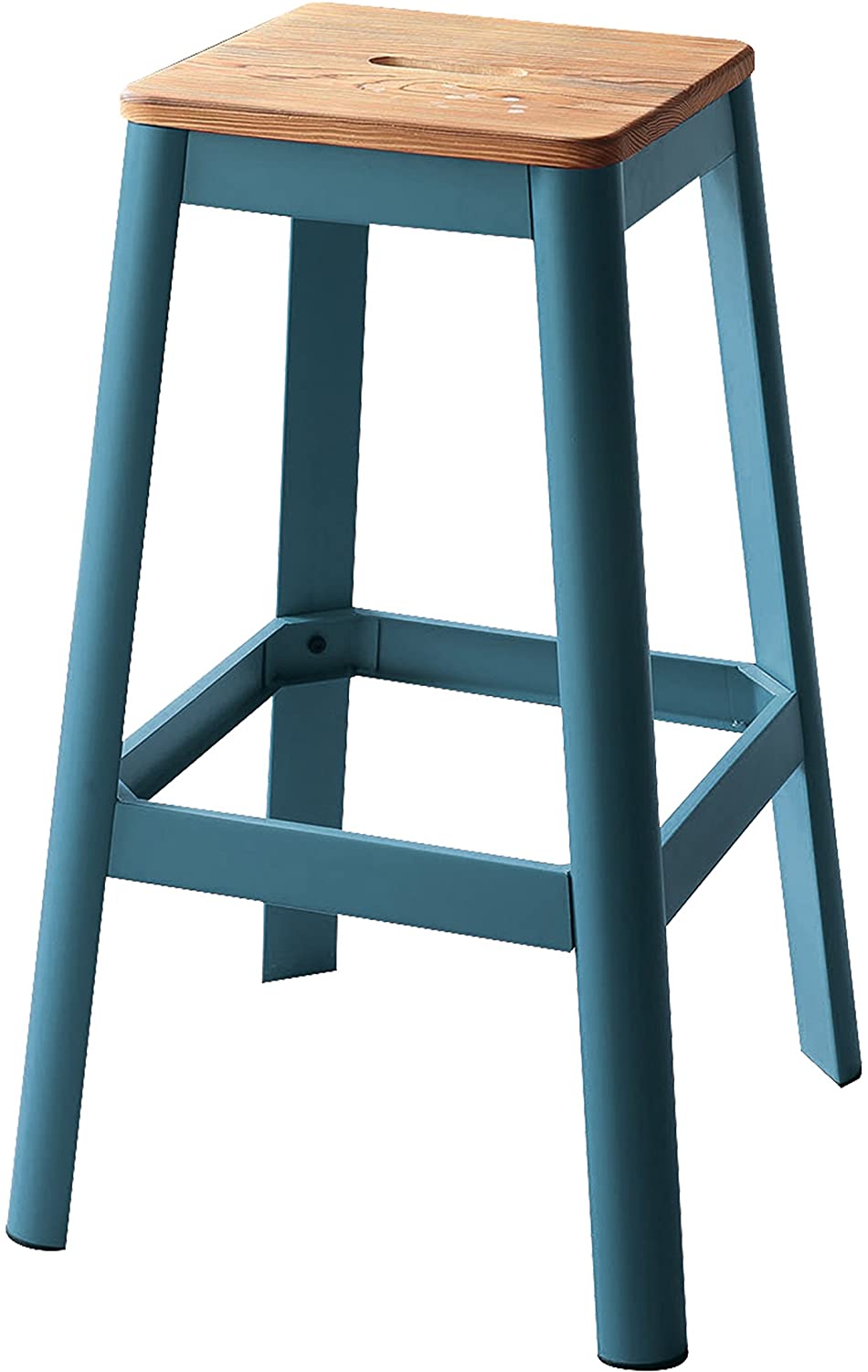 HomeRoots Contrast Wood Bar Stool in Teal and Natural Finish