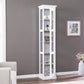 HomeRoots Cornice Molding Curio With Glass Door in White Finish