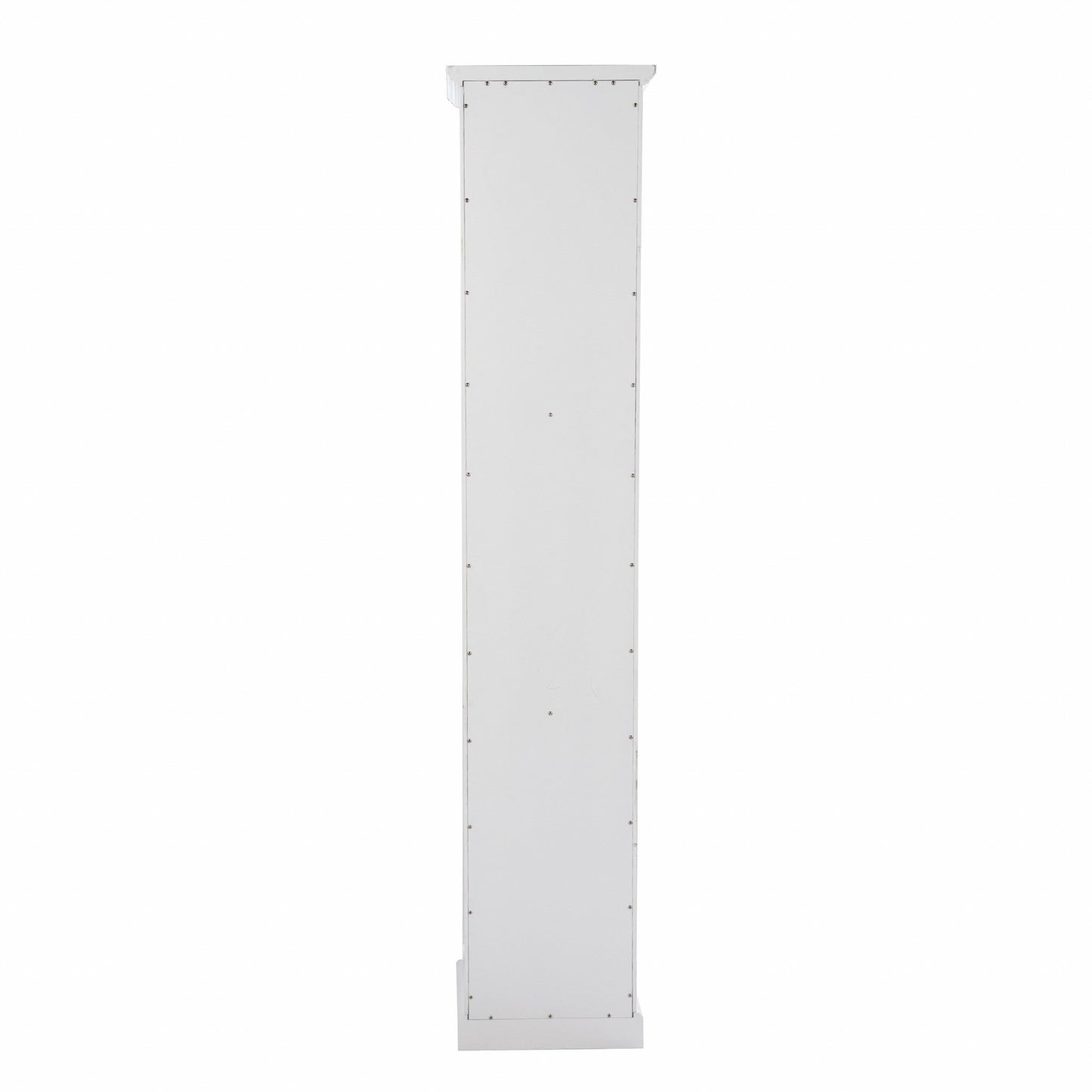 HomeRoots Cornice Molding Curio With Glass Door in White Finish