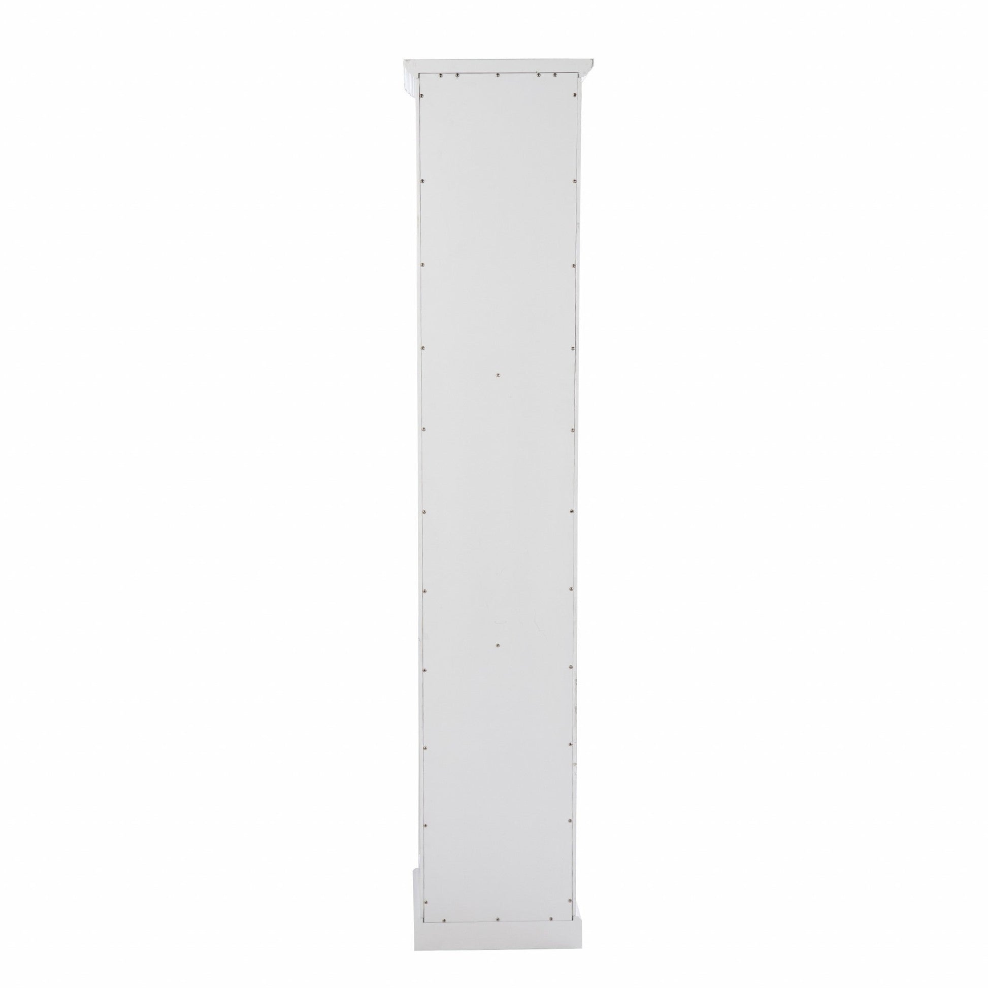 HomeRoots Cornice Molding Curio With Glass Door in White Finish