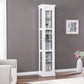 HomeRoots Cornice Molding Curio With Glass Door in White Finish