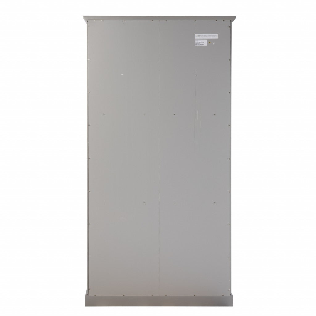 HomeRoots Cornice Molding Double Door Curio Cabinet in Gray Finish