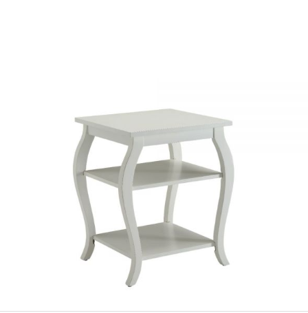 HomeRoots Cottage Bow Leg Square End Table in White Finish