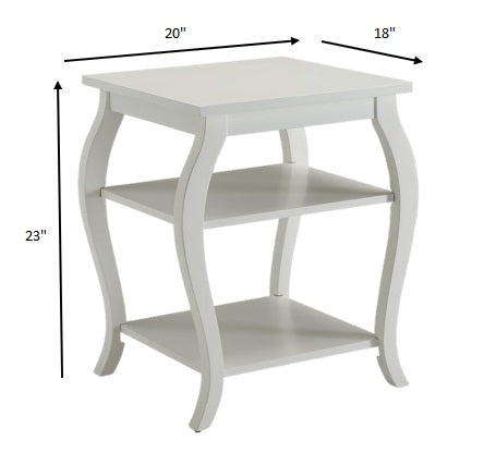 HomeRoots Cottage Bow Leg Square End Table in White Finish