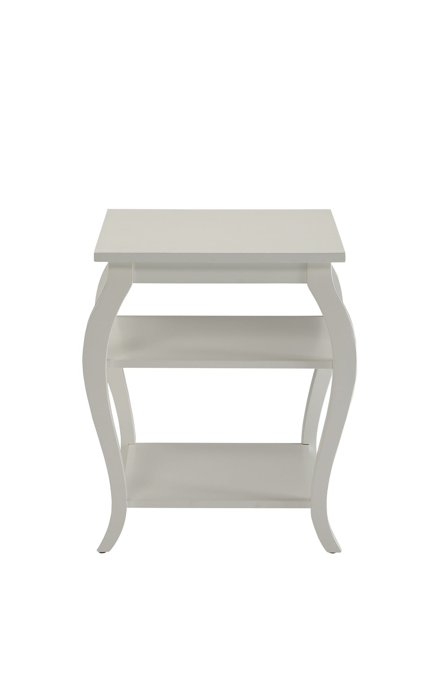 HomeRoots Cottage Bow Leg Square End Table in White Finish