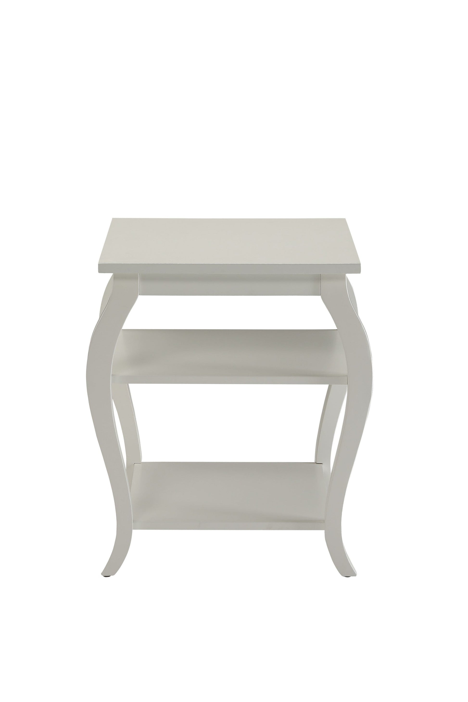 HomeRoots Cottage Bow Leg Square End Table in White Finish