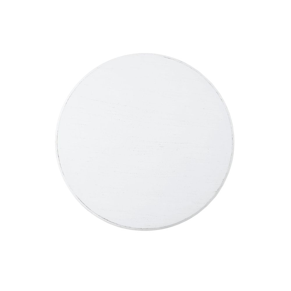 HomeRoots Cottage Wood Pedestal Side or End Table in White Finish