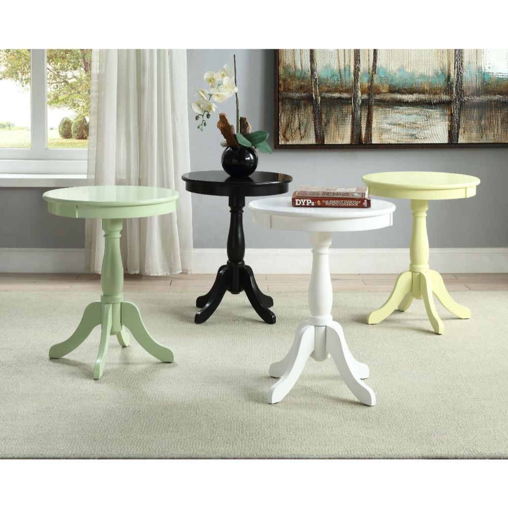 HomeRoots Cottage Wood Pedestal Side or End Table in White Finish