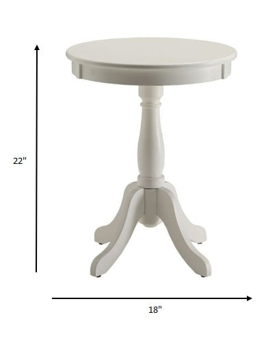 HomeRoots Cottage Wood Pedestal Side or End Table in White Finish