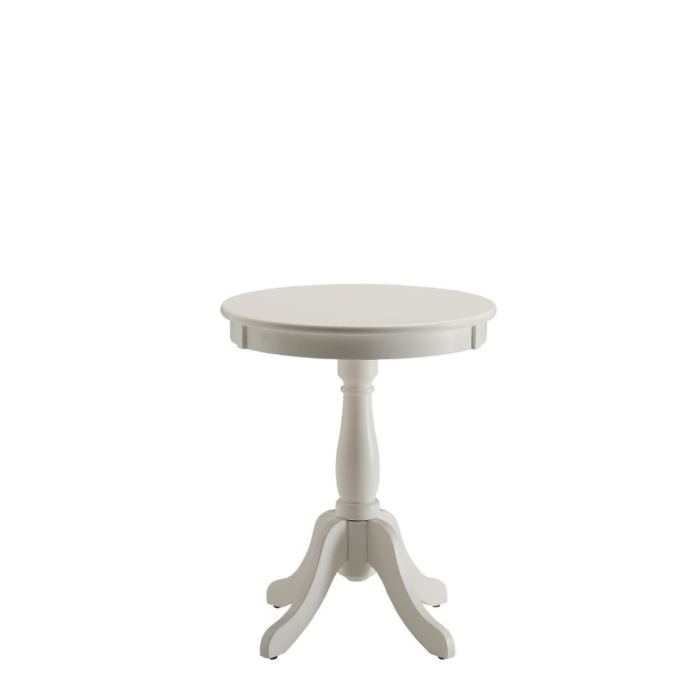 HomeRoots Cottage Wood Pedestal Side or End Table in White Finish