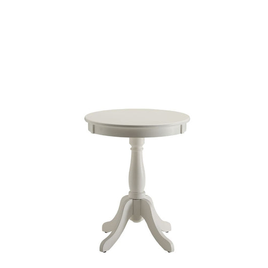 HomeRoots Cottage Wood Pedestal Side or End Table in White Finish