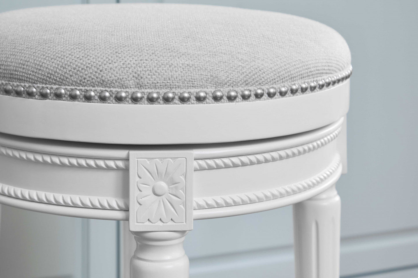 HomeRoots Counter Height Round Counter Stool in Alabaster White Finish