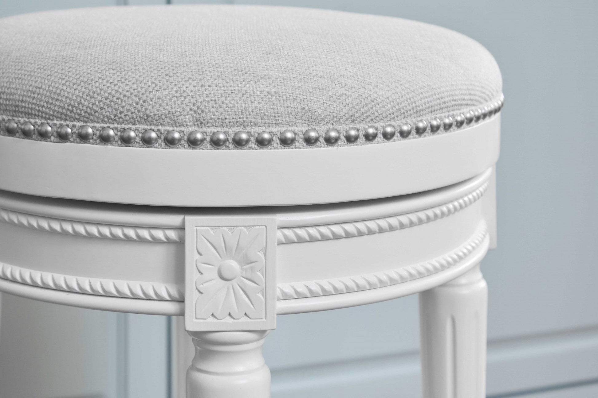 HomeRoots Counter Height Round Counter Stool in Alabaster White Finish