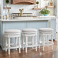 HomeRoots Counter Height Round Counter Stool in Alabaster White Finish